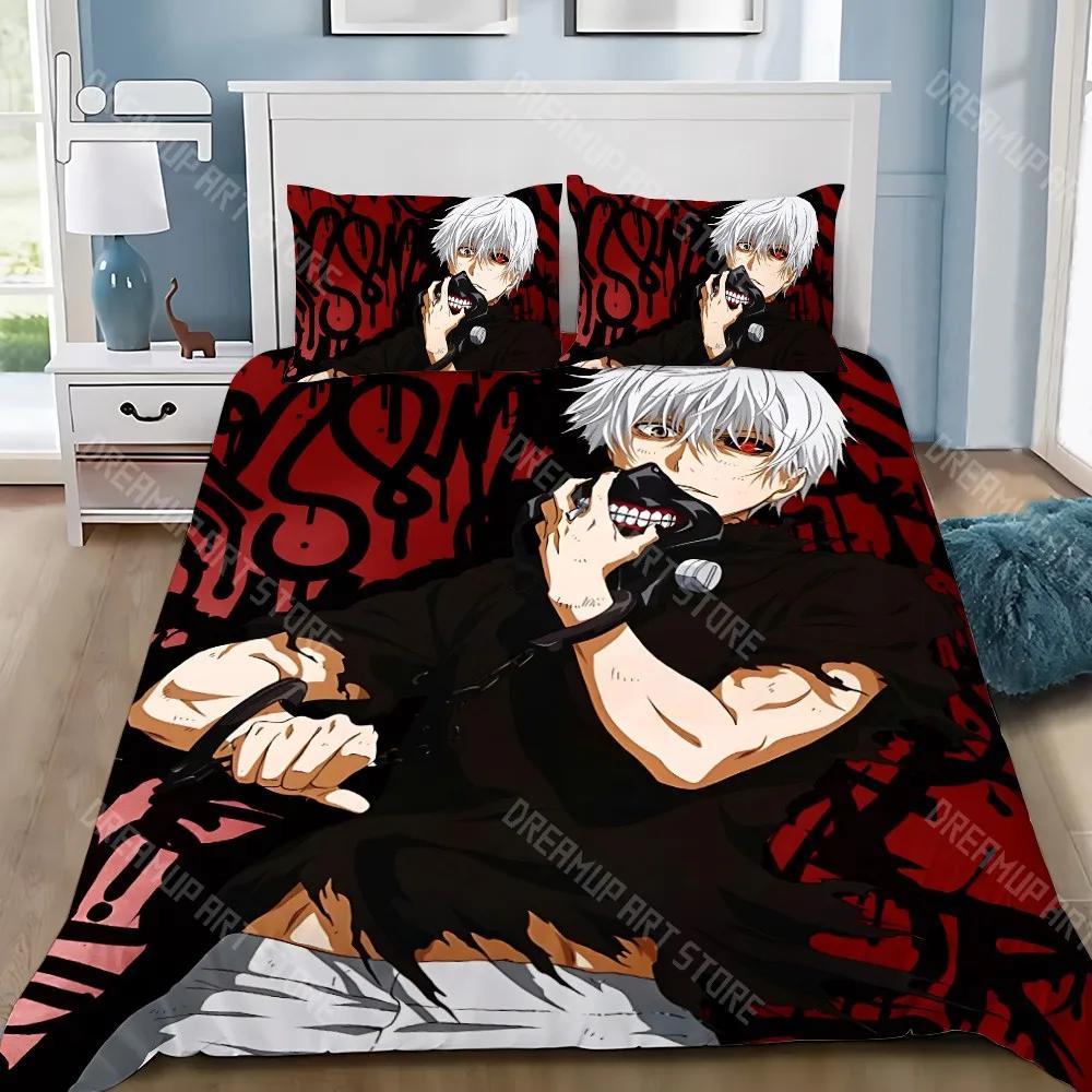 Anime Dekbed Kussensloop Beddengoed Set Volwassen Jongen Tokyo Ghoul Meisje Slaapkamer Decoratie Kinder Cadeau Enkel Dubbel Grote Maat