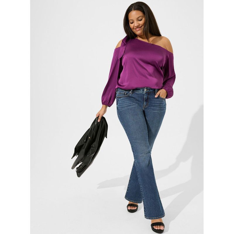 

Блузка с открытыми плечами Jacques для полных девушек, на шнуровке, с длинным рукавом, сатиновая Defect 1 piece