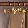 1pc Pants Rack Aluminum Alloy Gold Pants Skirt Drying Hanger with Movable Clips Wardrobe Storage Clothes Hangers Space Saver