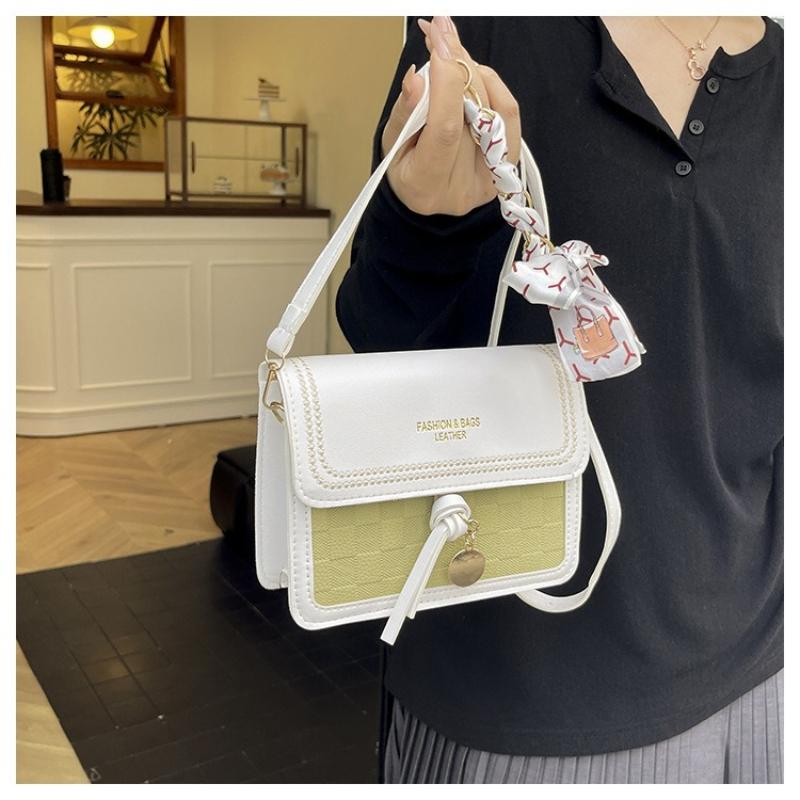 1Pc Popular Foreign Style Cream Small Square Bag New Fashion Niche Design Silk Scarf Shoulder Bag Fresh and Sweet Oblique Span Bag Women