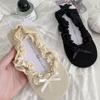 Ladies' Spring and Summer Ballet Style Lace Lace Up Anti Slip Bow Short Boat Socks