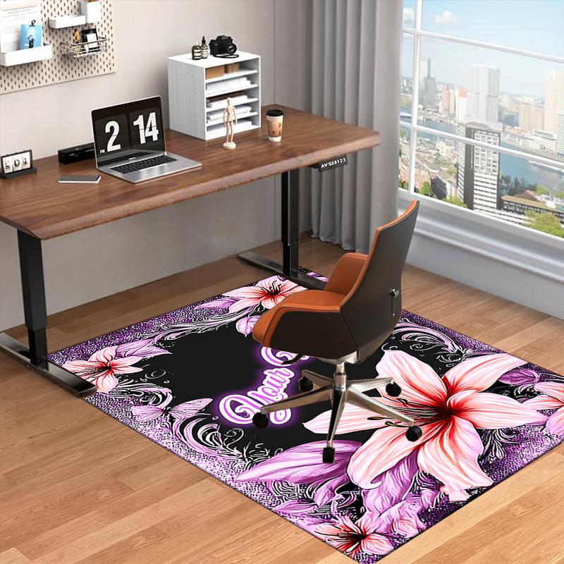1PC Custom Name Floral Name Artwork Theme Floor Mat Ideal for Living Room, Game Rooms, Office, Bedroom,Floor Mat Playful Design