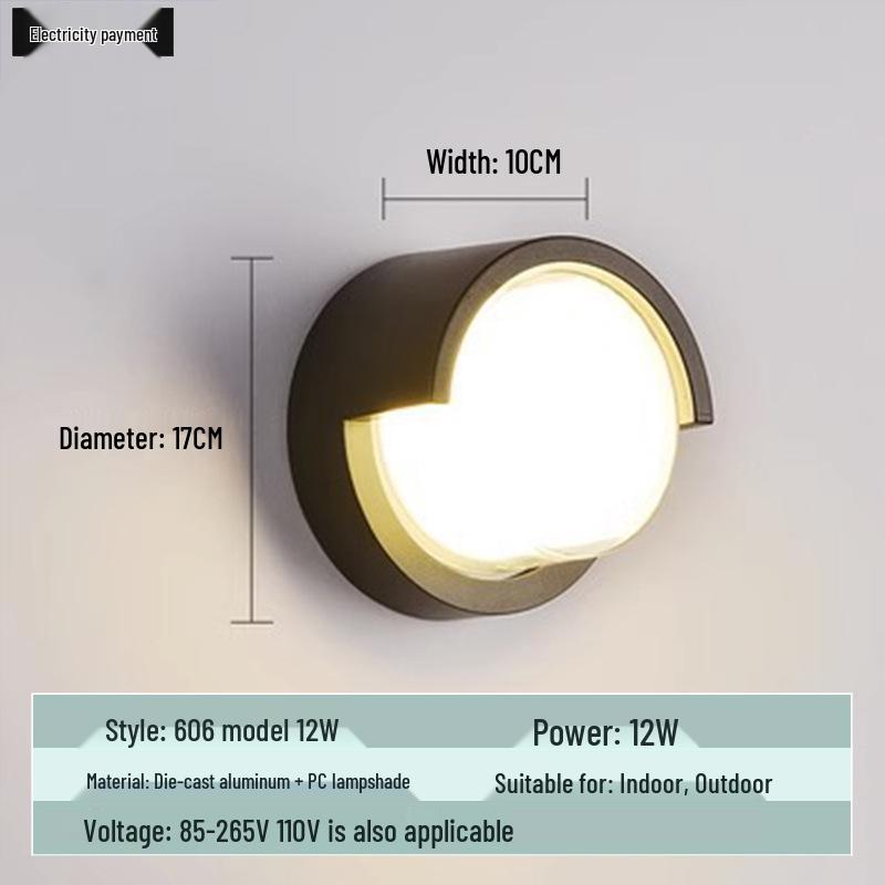 Lampă de Perete de Exterior în Formă de Lună, Rezistentă la Apă, cu Senzor Infraroșu, pentru Curte, Balcon și Prag
