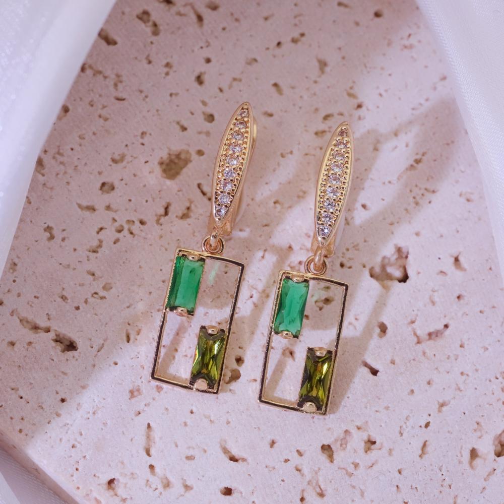 1 Pair Elegant Colorful Hollow Square Dangle Earrings for Women  Zirconia Earring Jewelry Daily Party Accessories