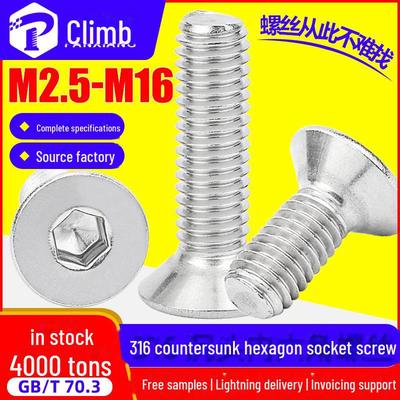 316 Stainless Steel Countersunk Hex Socket Flat Head Bolt M3-M8