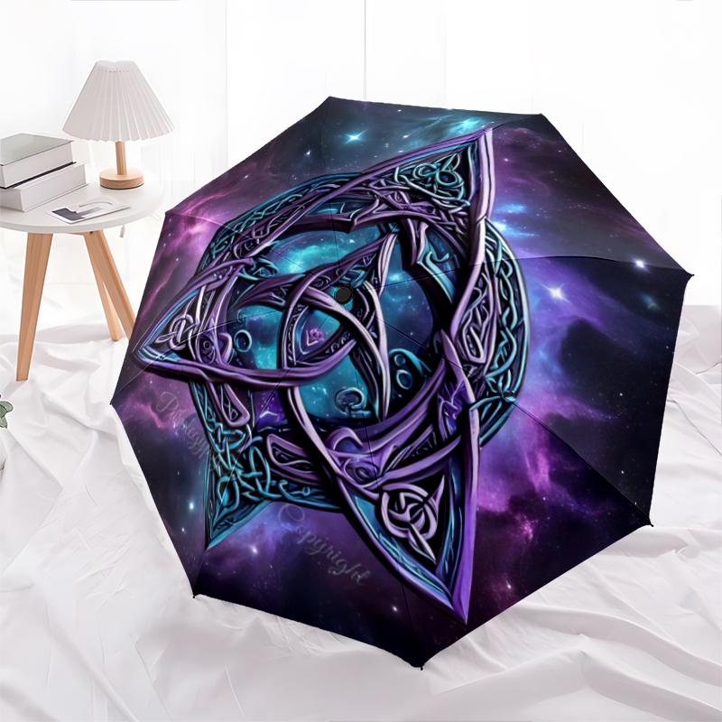 1PC Viking Theme Umbrella Portable Folding Umbrella Iron Frame Hole Bone Structure Outdoor Home Umbrella A3