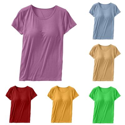 Kurzärmliges T-Shirt für Damen mit integriertem Brustpolster und einfarbigem Basisshirt