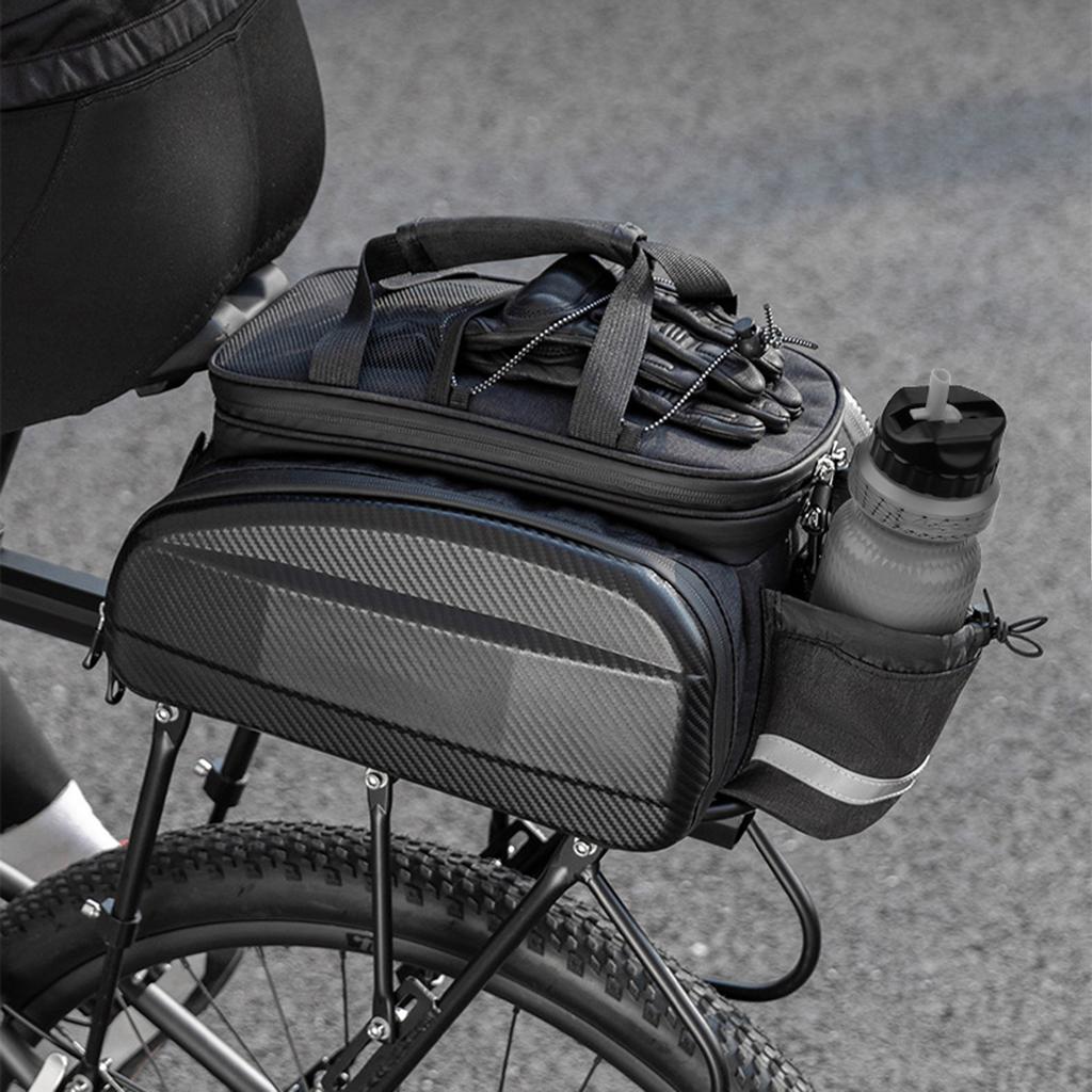 Bike Saddle Bags Rear Rack For Mountain Riding Travel Bike Trunk Saddle Seat Bag Carrier with Reflector Black 31L