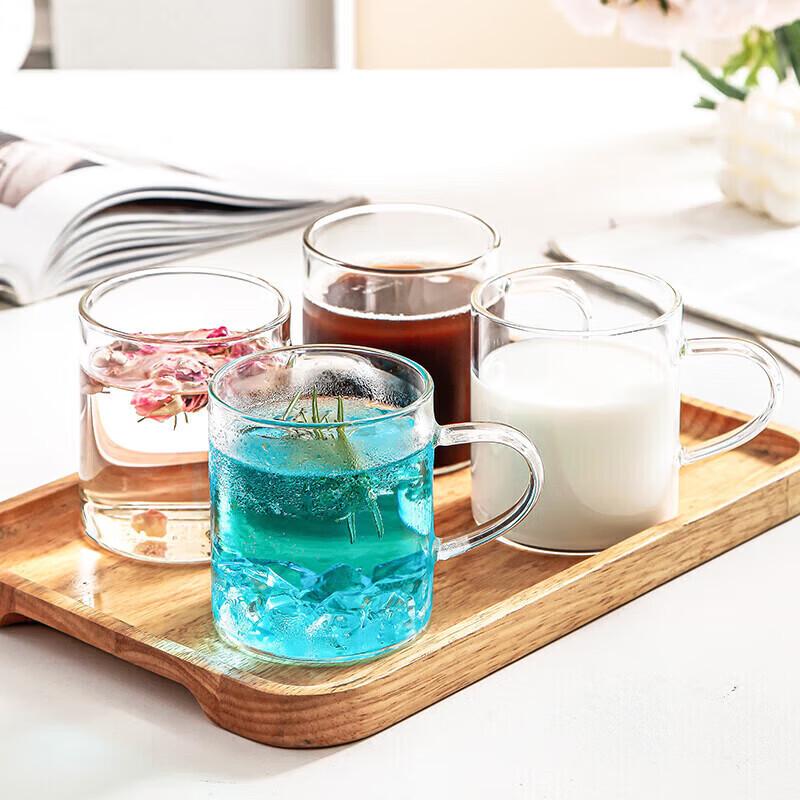 WEIMINGNUO Straight Handle Borosilicate Glass Mugs, 4-Pack
