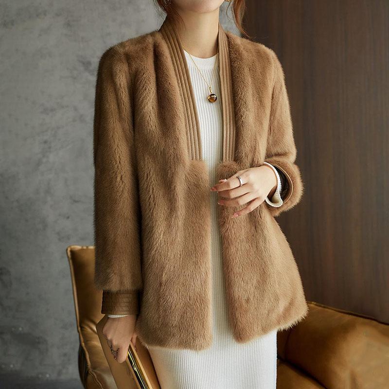 Plush Jacket Female Autumn Big Size Soft Comfortable Loose Imitation Mink Jacket Solid Color Cardigan Silky Jacket