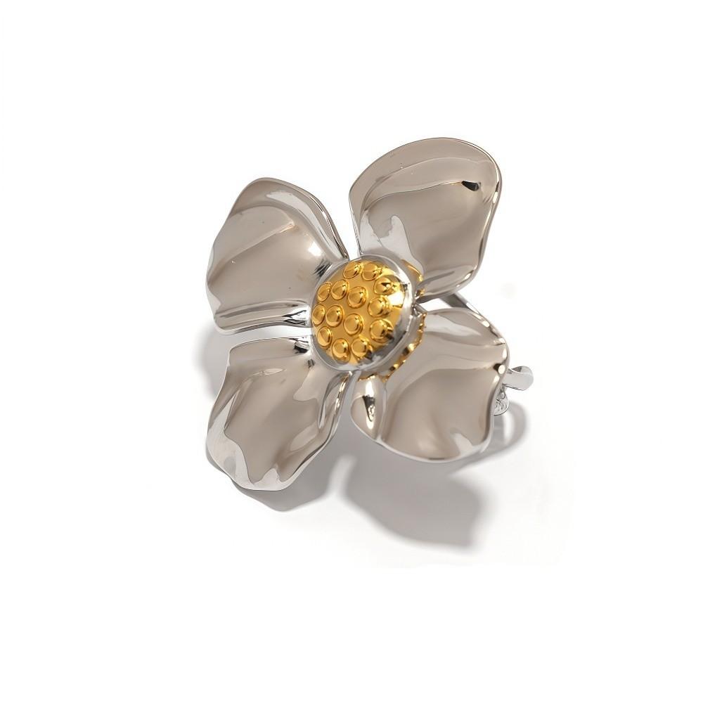 Stainless Steel Oversized Flower Rings Exaggerated Finger Ring  Party Favors