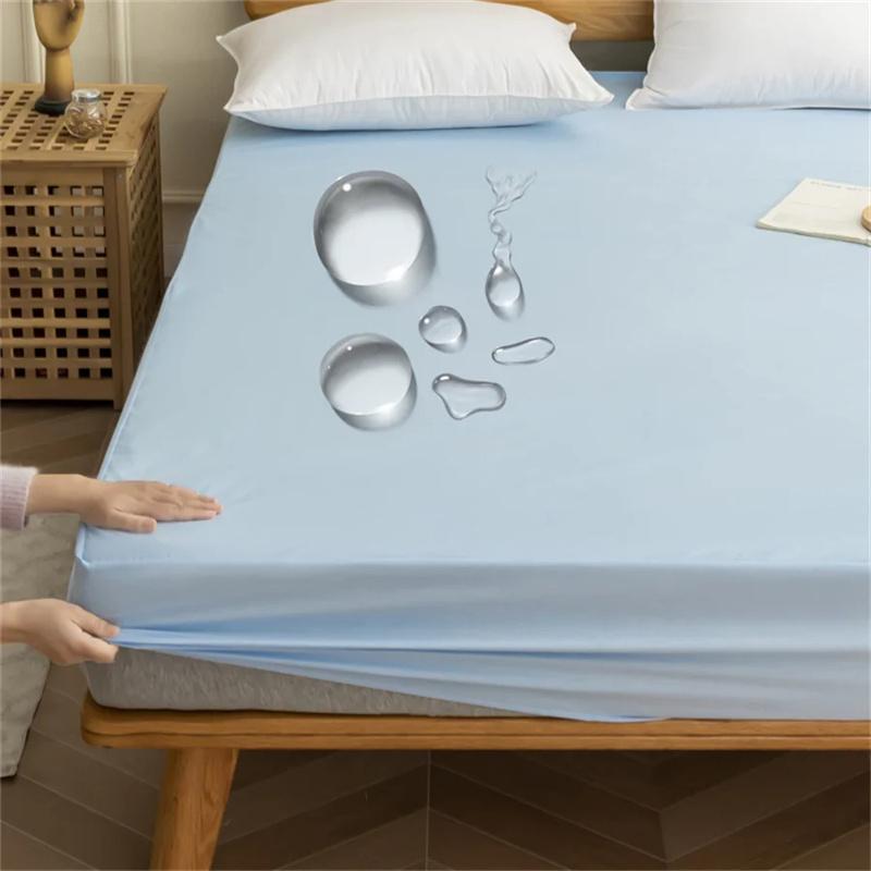 2025 Solid Color Bed Fitted Sheet Waterproof Bedcover Bed Sheet 1pc Mattress Cover Soft Comfortable Fitted Sheet Washable Durable Mattress Protector