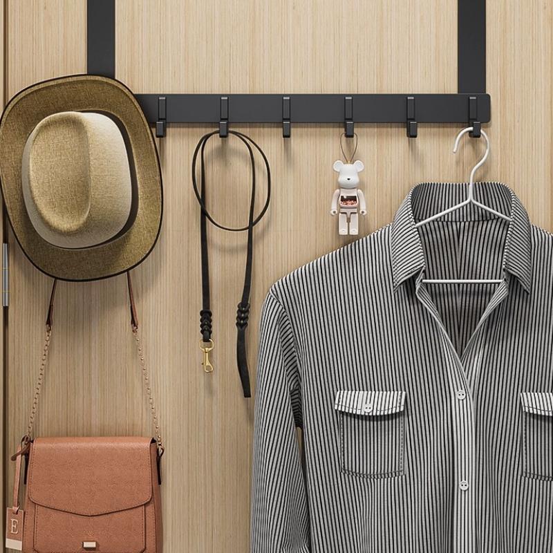 Door Hanger with 7 Hooks Saves Space Without Drilling. Aluminum Door Back Hanging Hanger Is Easy To Install and Durable