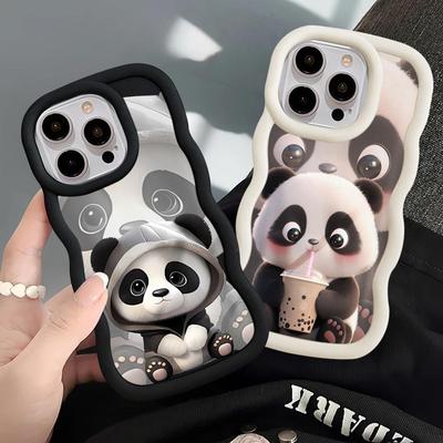 Case for iPhone 8 17 Air 13 14 11 XR 16 Pro Max 12 15 Plus Soft Phone Cover Cute Panda