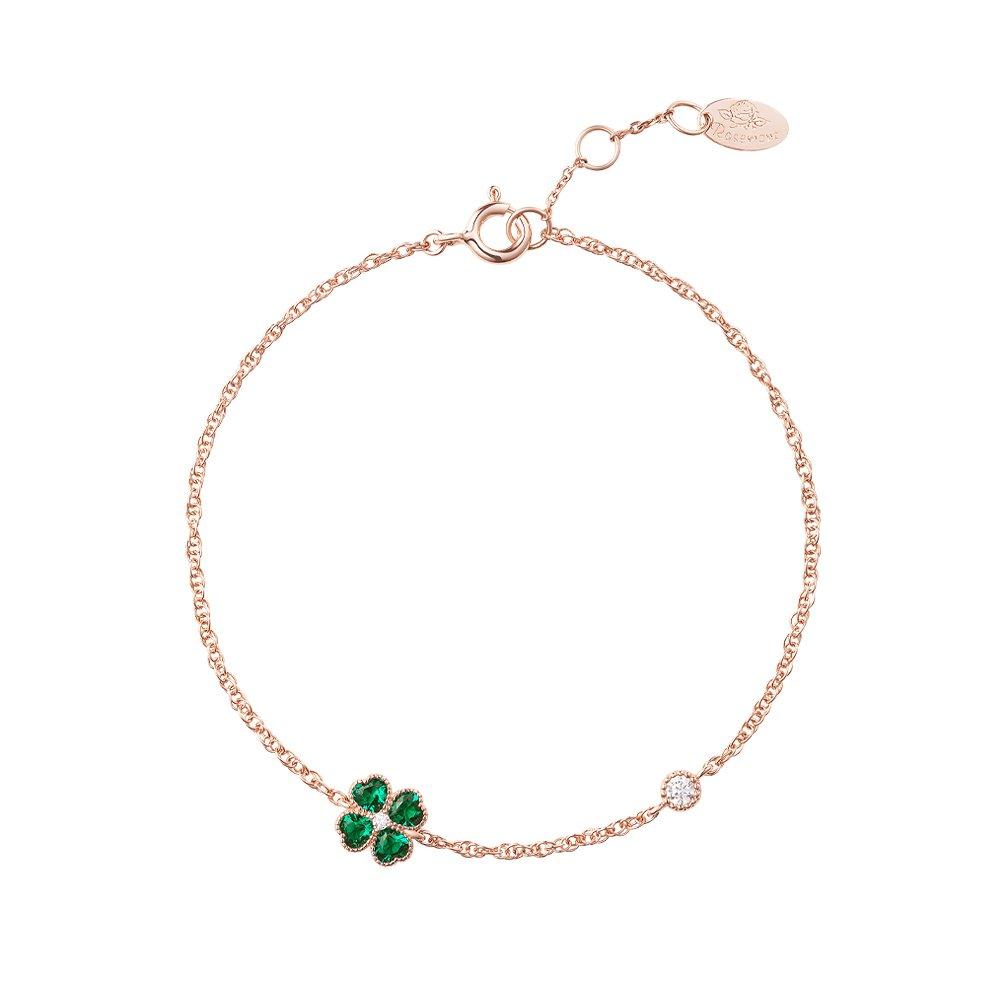 [Rosemont] Silver Green Clover Bracelet Ra25B47A