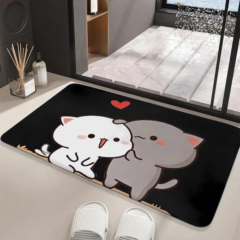 Peach and Goma Bathroom Carpet Cute Cartoon Kids Room Bedroom Decoration Balcony Anti-Slip Doormat Living Room Christmas Rug
