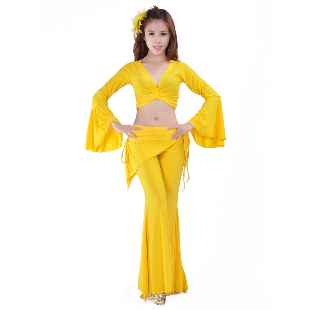 Crystal Cotton Trumpet Sleeves and Crystal Cotton Waist Skirt Tribal Pants Belly Dance Set Belly Dance Autumn and Winter Set