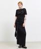 Nigaennikol Half Shirring Drape Boat Neck Top_Black