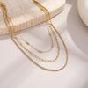 GEMCHIC Women's Stainless Steel 3-Layer Layered Chain Necklace Titanium Steel Paperclip Chain Versatile Choker Wholesale