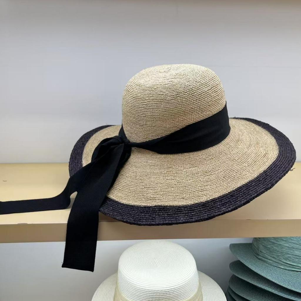 Premium French raffia hat women's summer oversized UV-proof straw hat sun hat sunshade sunscreen hat