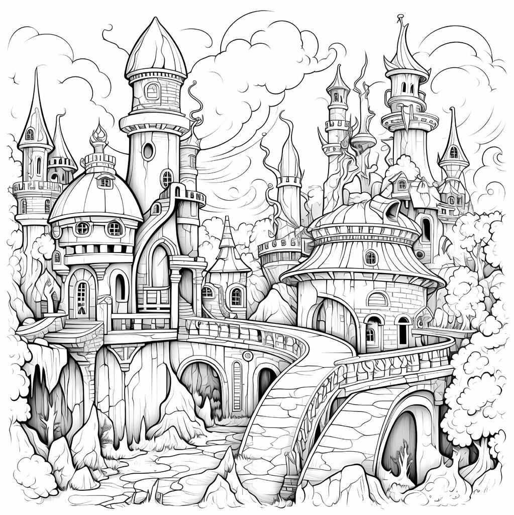 Fairy Castle Coloring Book 20 Page Gift for Birthday Party Relieve Stress Kill Time Graffiti Painting Drawing Art