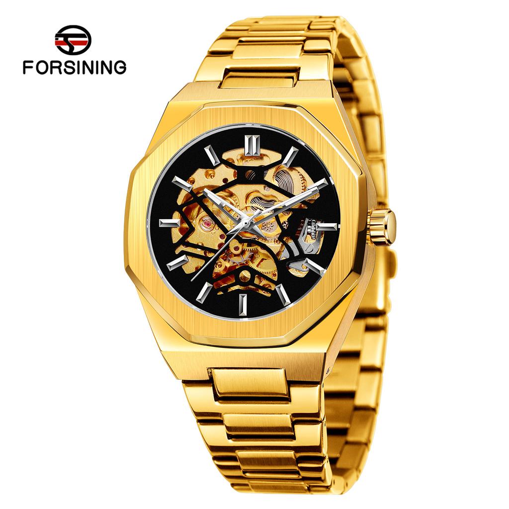 Forsining Fusini 344 Style Men'S Fashion Casual Hollow Mechanical, Automatic Mechanical Watch