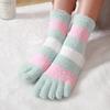 Women Winter Warm Coral Fleece Five Toe Towel Socks Non Slip Cozy Home Floor Sleep Wear Soft Comfortable Essential