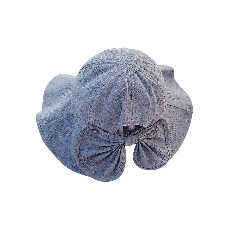 1–3 Jahre Baby-Anglerhut für Mädchen mit großer Krempe und Schleife, Sonnenkappe für den Sommer, Strand, Kleinkinder, Fischerhüte mit winddichtem Seil, Baby-Accessoire