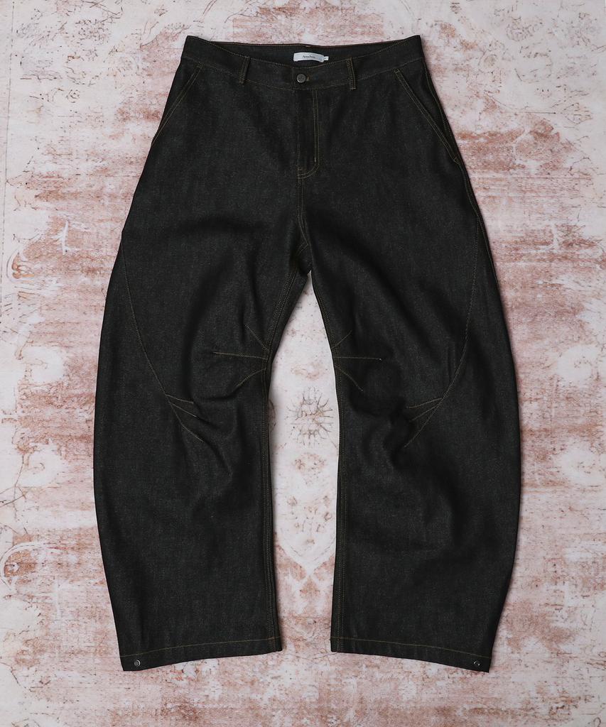 AREUBAN Triple Leaf Curved Denim Pants_Raw Black