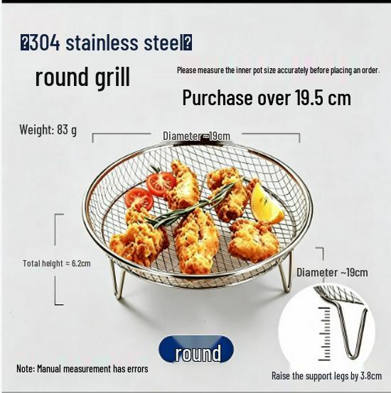 304 Edelstahl Airfryer Back- und Dörrgestell mit Grill, Frittierkorb und Ölauffangschale