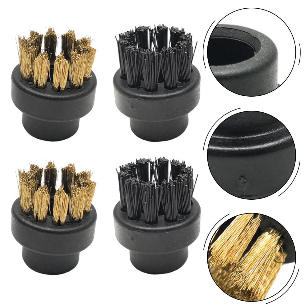 4 Piece Round Brush And Copper Wire Nozzle Accessory Kit For Dupray Steam Cleaner, Includes 2 Small Brushes And 2 Wire Brushes