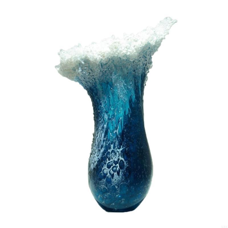 Kunstharz-Handwerksvase mit Farbmuster zum Thema Ozean, Blumenhalter für Heim- oder Bürodekoration X3UC