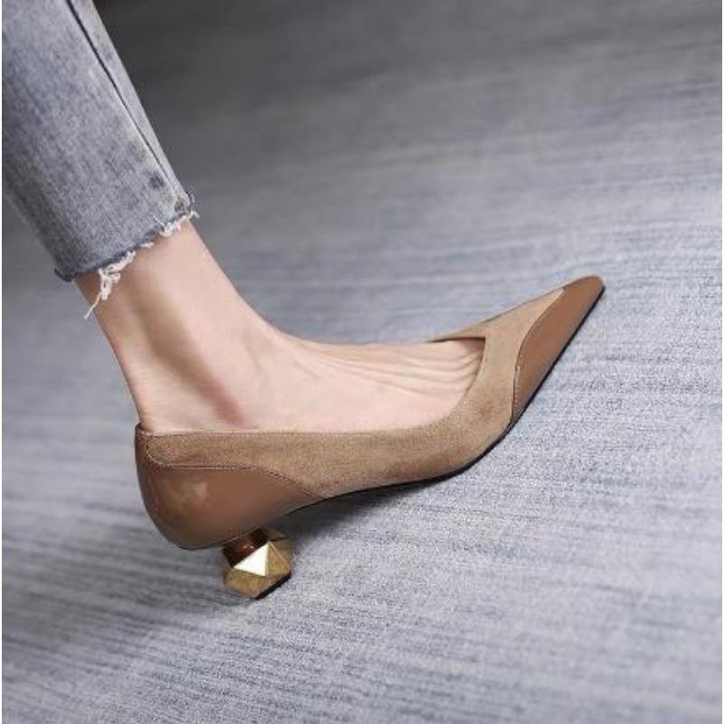 Newest Fashion Women's High Heels Spring Sexy Pointed Toe Fashion Design Colorblock Style High Heels Pumps Women's High Heels