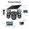 4G/WIFI Solar-powered Security Camera, Triple Lens, Triple Screen, Full-color Night Vision, Motion Detection, Wireless Monitoring