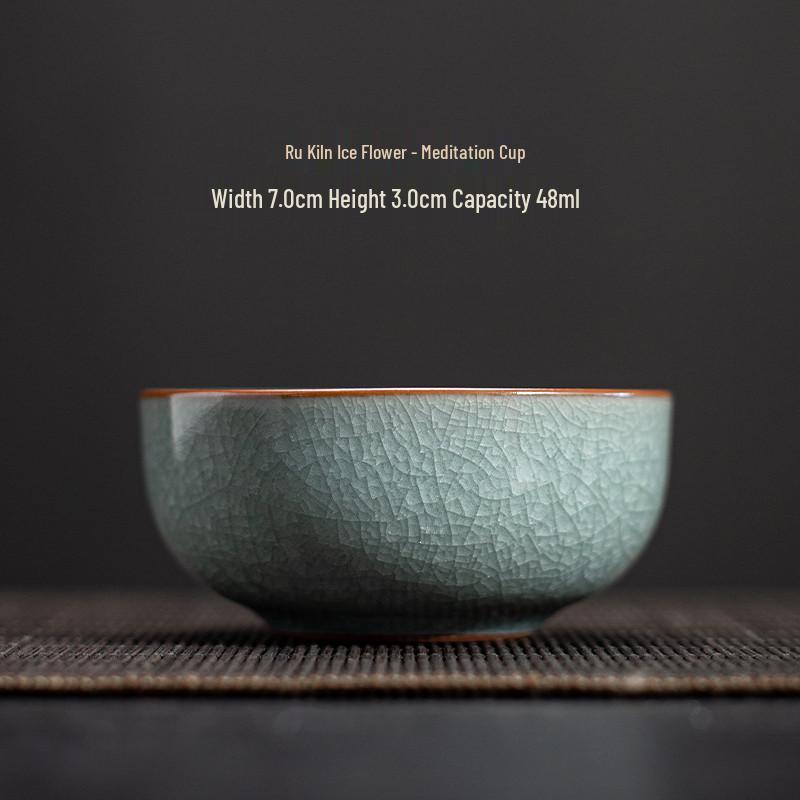 Ru Kiln Ice Flower Crackle Glaze Kung Fu Ceramic Tea Cup - Mastery In Personal Tea Tasting, Gift Box Included