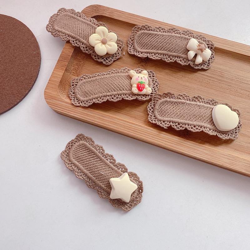 2pcs Korean coffee color hair pin Kawaii woolen knitting hair clips basic cartoon headwear Girls kids Hair Accessories