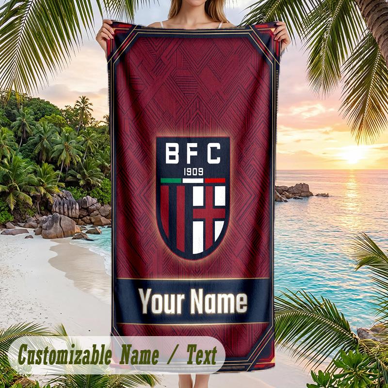 Beach Towel Bologna FC Print Custom Name Text Soft Towel for Swimming Pool