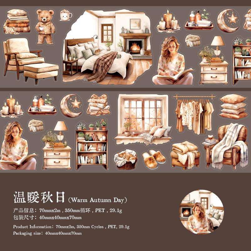 

Mr. Paper, 6 Styles, 200cm/roll, Retro Home PET Tape with Daily Life Theme, Scrapbook Landscaping Material Sticker Tape