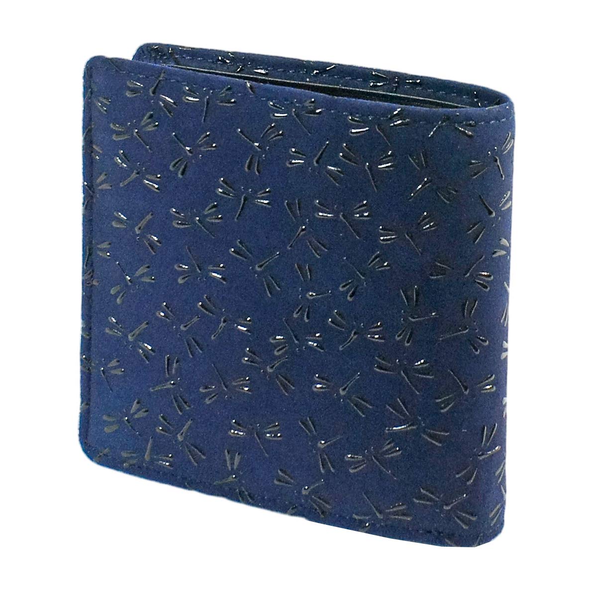 

Inden bifold bill compartment box type coin navy blue x black dragonfly pattern [Indenya] wallet, S, purse, deerskin, lacquer, 2008-04-008