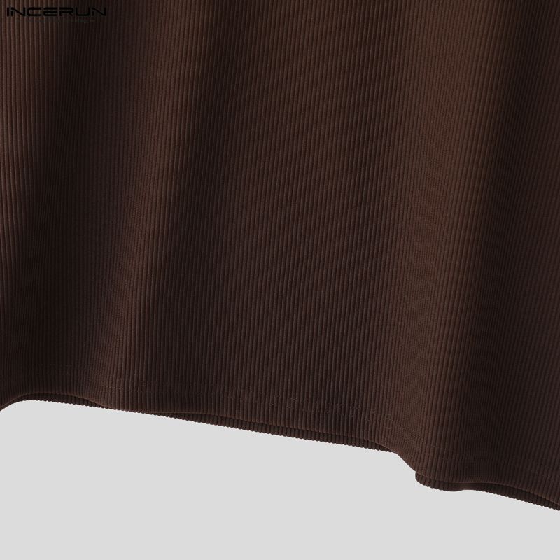 INCERUN Oversized Men 3/4 Sleeve Embroidery Texture Casual Loose T-shirts Tops