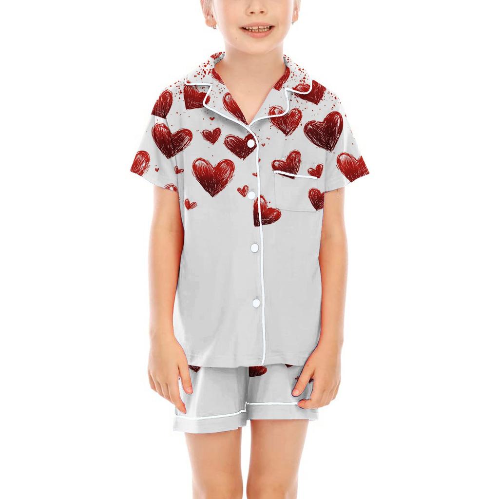 Dětské pyžamo Módní dvoudílná sada košile a šortek Měkká sváteční ležérní oděvní sada