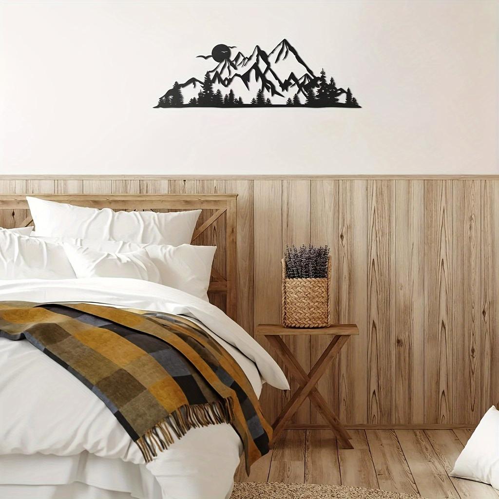 Mountain Range Metal Wall Hanging Decor, Summit Iron Sign Rustic Art, Mountain Home Decor Forest Room Decor Accent Sign