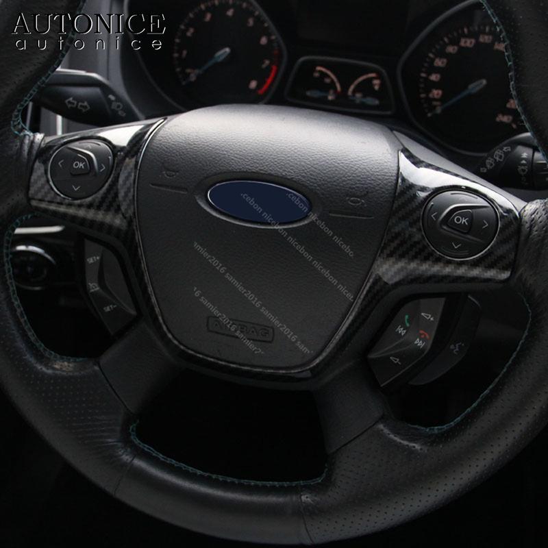 fit For ford Focus Escape Kuga C-Max 3pc Carbon fiber color Steering Wheel Cover