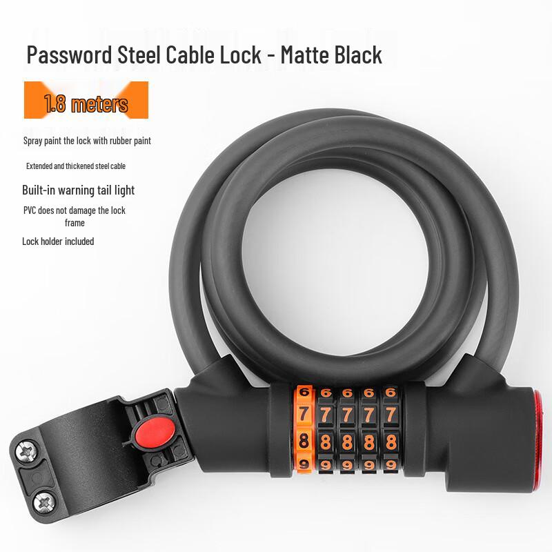 Lishi Anti-Theft Bicycle Combination Lock with Light & Taillight