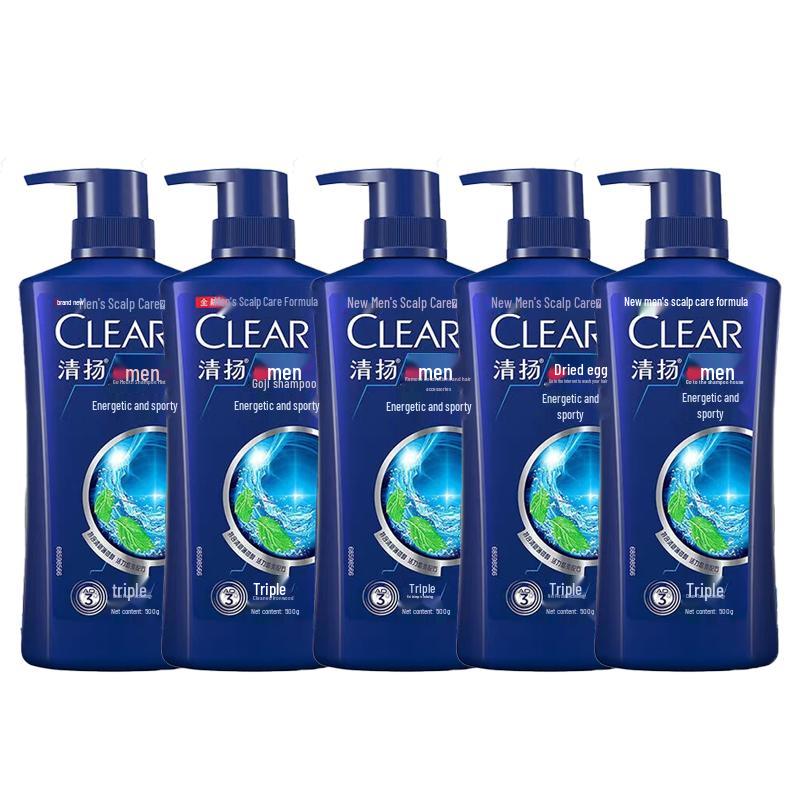 Clear Men Vitality Sport Anti-Dandruff & Oil Control Shampoo, 5 x 500ml