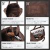 PHLOX Tote Genuine A4 Bag, Men's, Small, Casual, Leather, Size, Plain, Popular, Lightweight, Vertical, Leather, Suede, Sub-Bag (Green)
