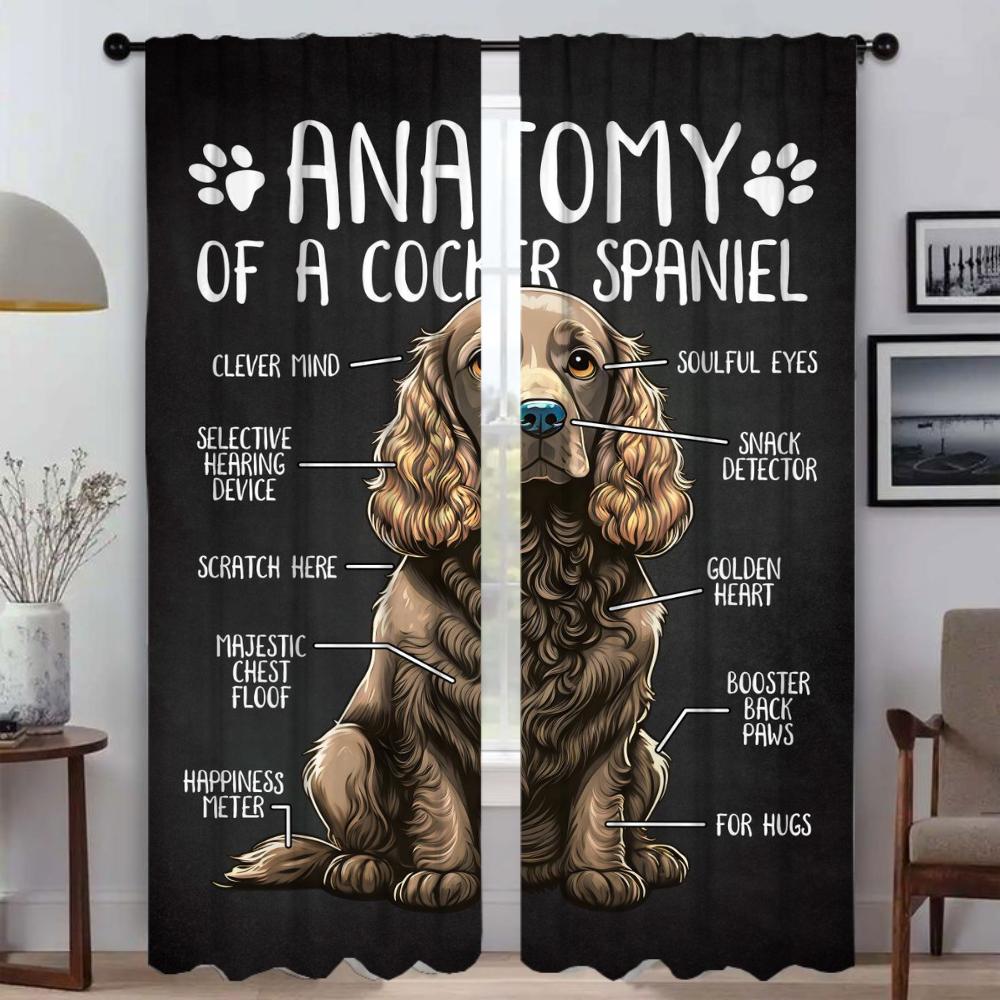 

Собака Анатомия Противомоскитные шторы для камеры Хэллоуин украшения затемняющие шторы для комнаты 2 Панельные жалюзи Разделение Гостиная W50xH70cmx2pcs-CL