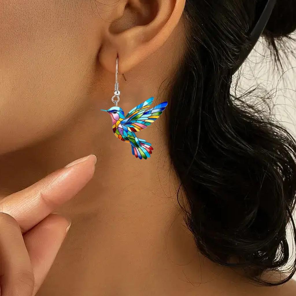 Miniatur Kolibri Anhänger Halskette Ohrringe Acryl Schmuck Accessoires Geschenk für Muttertag oder Valentinstagsgeschenke