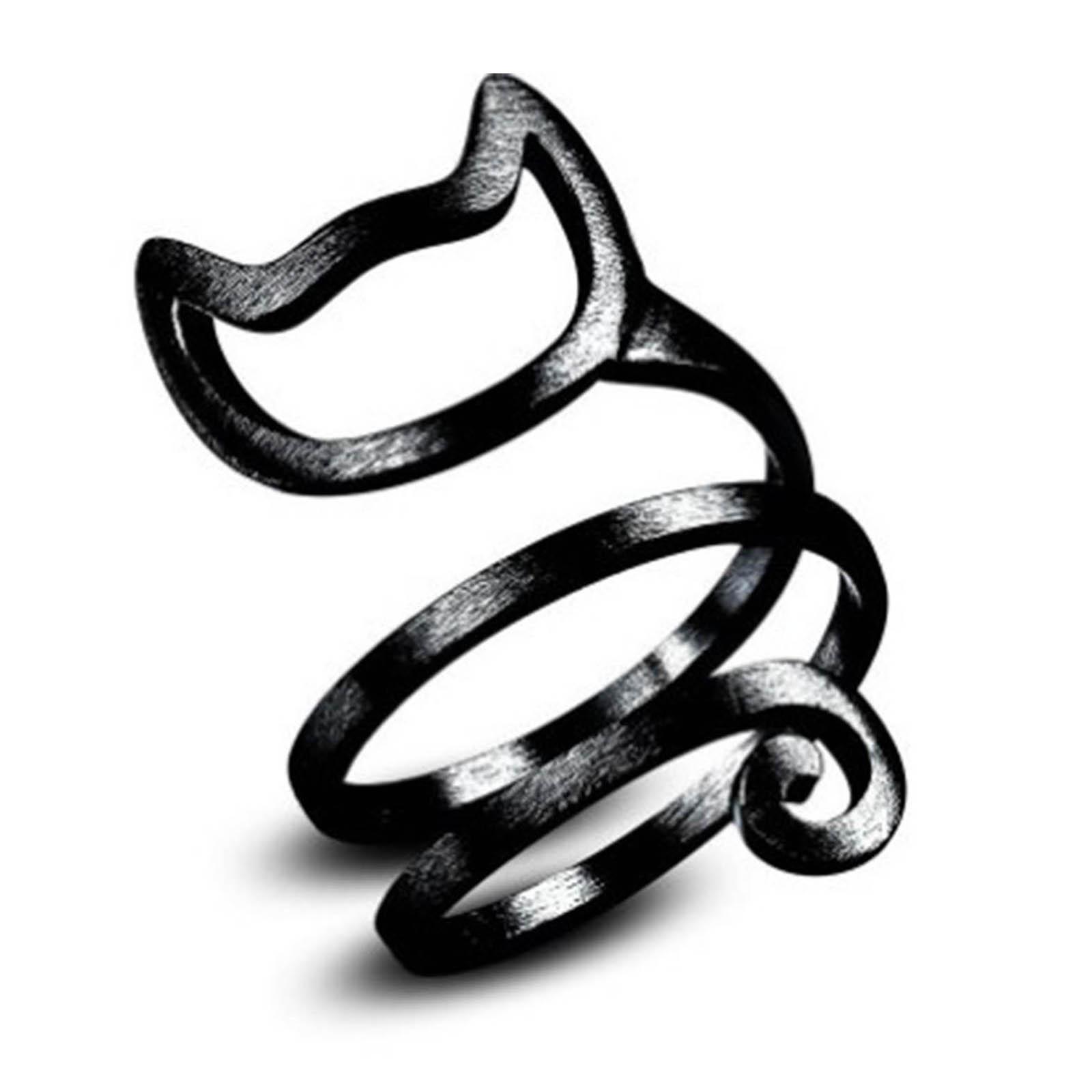 

Креативные кошачьи кольца-крючки для вязания крючком, регулируемые кольца-петли для вязания, хвостовой аксессуар, модные украшения для любителей DIY 2 чёрный