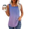 Tanktopp for kvinner Sommerantrekk Ermeløse Trykte Bluser Casual Løse Skjorter Plissert Firkantet Hals